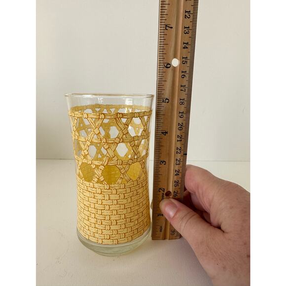 Vintage 1970's Rattan Caned Pattern glasses, tumblers, water, - Picture 5 of 6